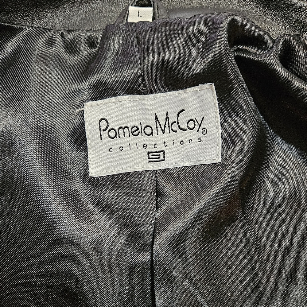 Pamela McCoy Women Black Biker Leather Jacket Size Large - Picture 5 of 10